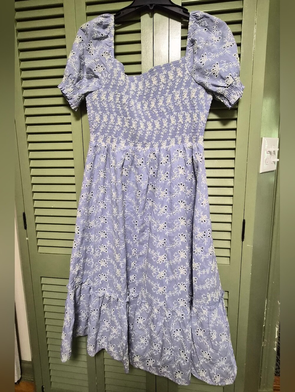 Baltic Born Piper Eyelet Midi Dress Blue And Ivory - Picture 2 of 10